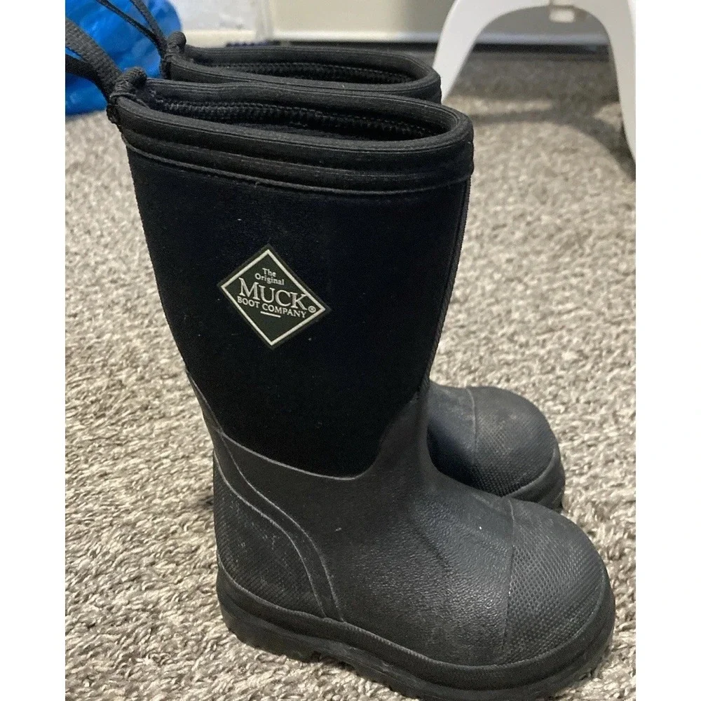 Muck Boot Company Kids C7 Black Waterproof Rain Boots Rubber Neoprene